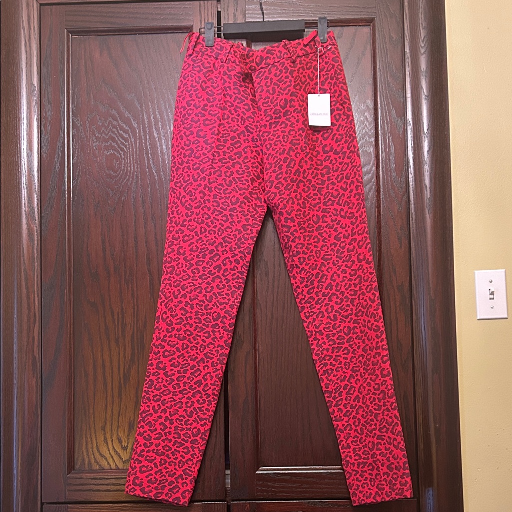 Red Leopard Print Pants